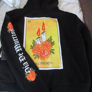 Vans Black Hoodie with Orange Floral Design
